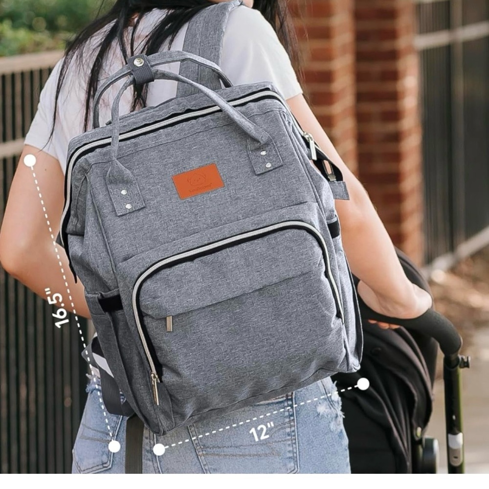 KeaBabies Diaper Bag Backpack (Classic Gray)